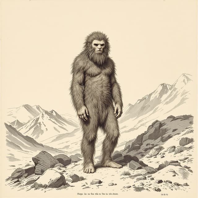 Planche naturaliste illustrant Almas, dessinée d'après les descriptions de témoins