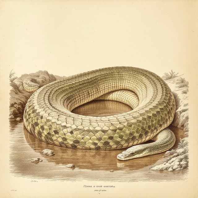 Naturalist plate illustrating Giant anaconda, drawn from witness descriptions