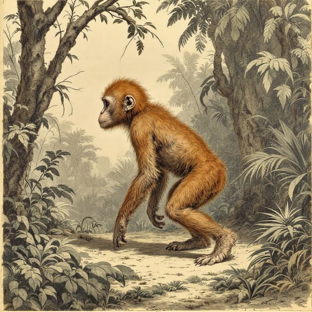 Planche naturaliste illustrant Batutut, dessinée d'après les descriptions de témoins