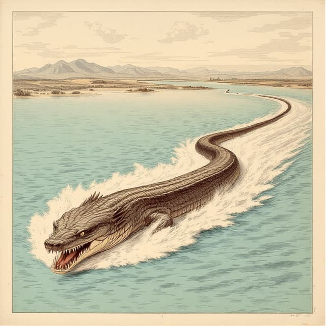 Planche naturaliste illustrant Monstre du lac Bear, dessinée d'après les descriptions de témoins