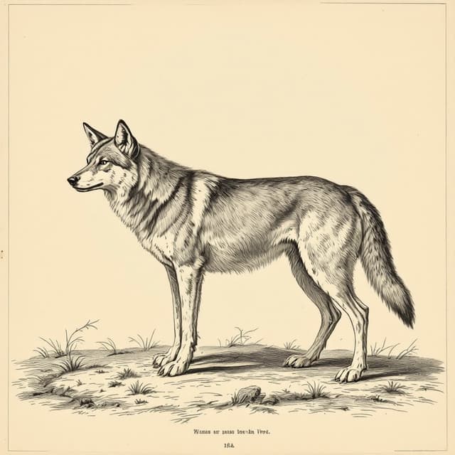 Naturalist plate illustrating Beast of Gévaudan, drawn from witness descriptions