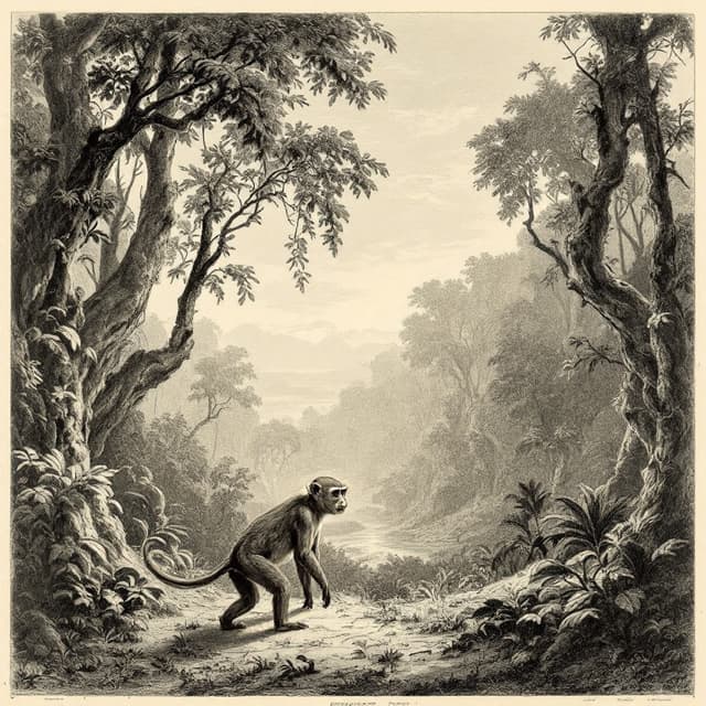 Naturalist plate illustrating Bukit Timah Monkey Man, drawn from witness descriptions