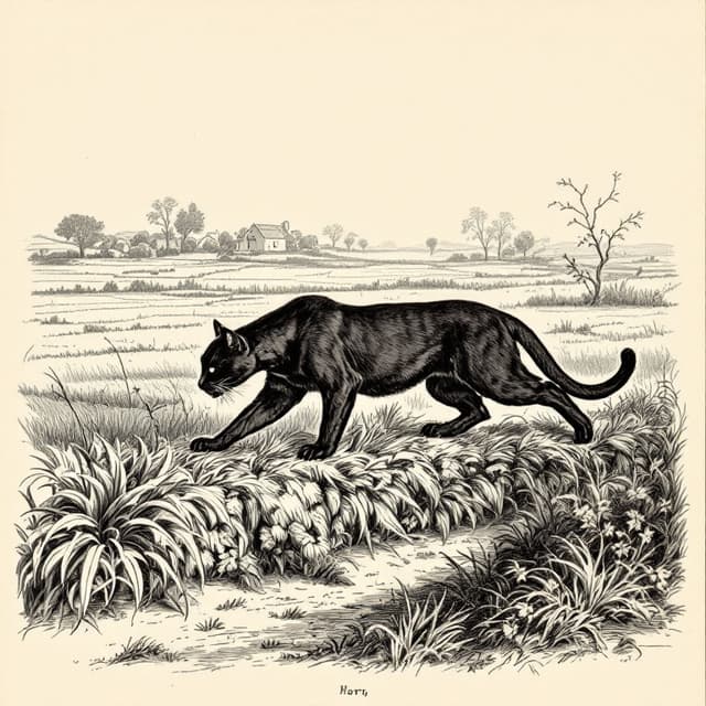 Naturalist plate illustrating British big cats, drawn from witness descriptions