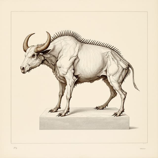 Planche naturaliste illustrant Hodag, dessinée d'après les descriptions de témoins