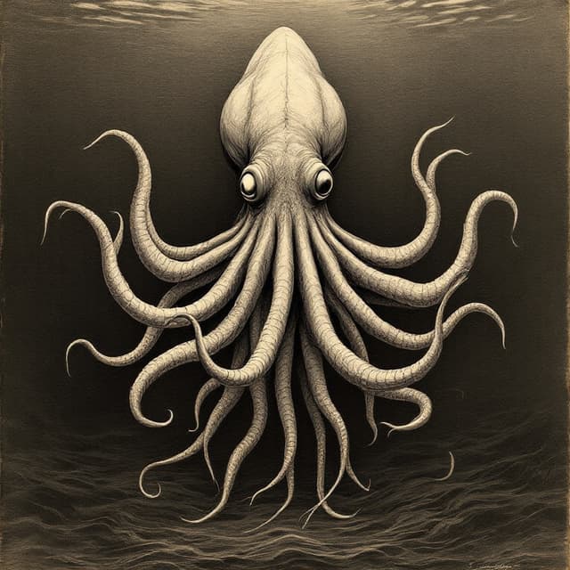 Planche naturaliste illustrant Kraken, dessinée d'après les descriptions de témoins