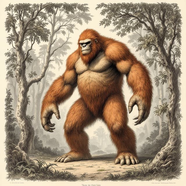 Naturalist plate illustrating Mapinguari, drawn from witness descriptions