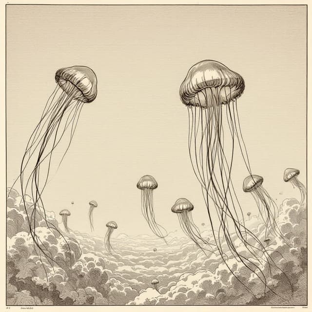 Naturalist plate illustrating Atmospheric Beasts, drawn from witness descriptions