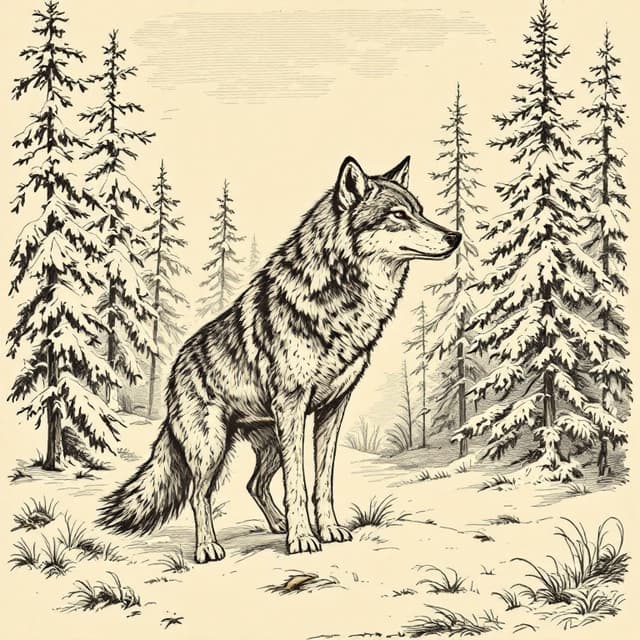 Naturalist plate illustrating Michigan Dogman, drawn from witness descriptions