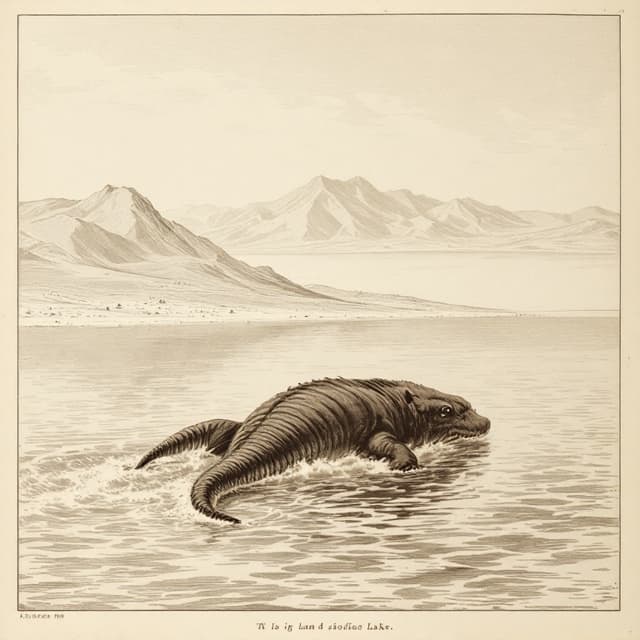 Planche naturaliste illustrant Monstre du lac de Van, dessinée d'après les descriptions de témoins