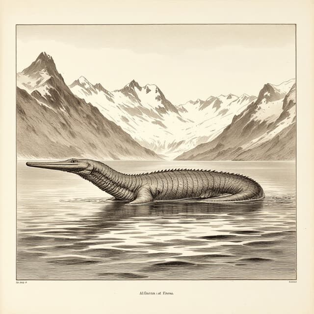 Planche naturaliste illustrant Nahuelito, dessinée d'après les descriptions de témoins