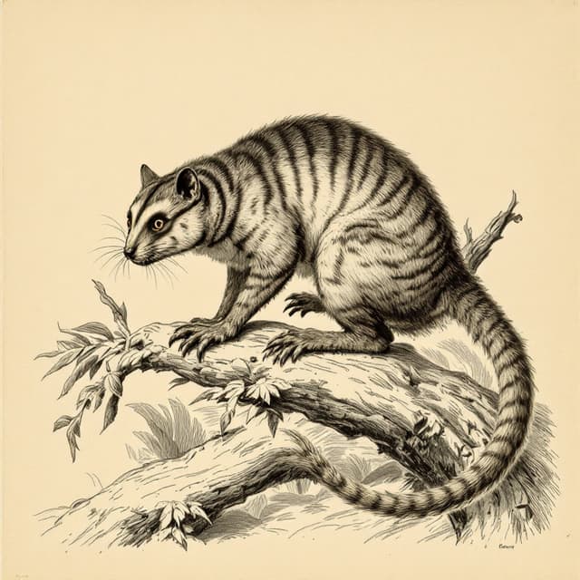 Planche naturaliste illustrant Tigre du Queensland, dessinée d'après les descriptions de témoins