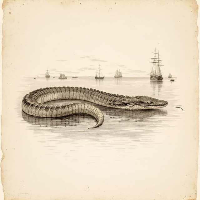 Naturalist plate illustrating Gloucester sea serpent, drawn from witness descriptions