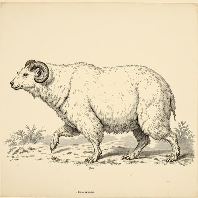 Naturalist plate illustrating Sheepsquatch, drawn from witness descriptions