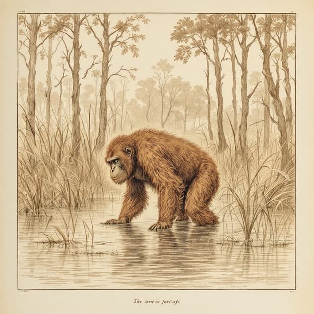 Naturalist plate illustrating Skunk Ape, drawn from witness descriptions