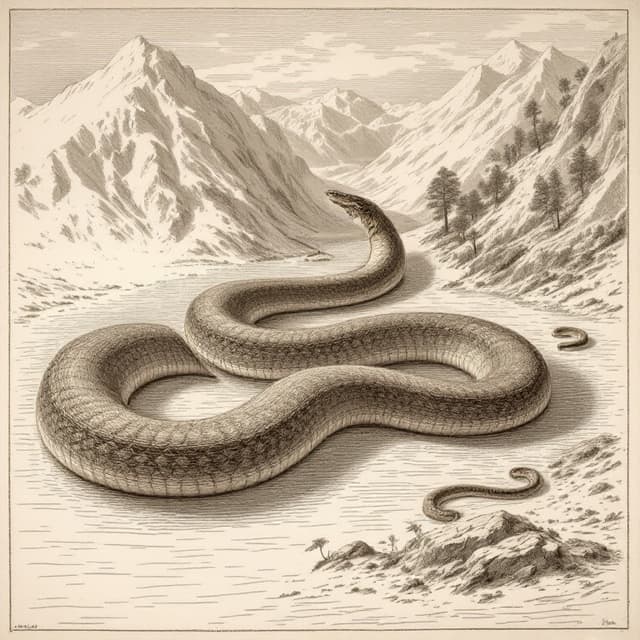 Planche naturaliste illustrant Ver du Lagarfljót, dessinée d'après les descriptions de témoins