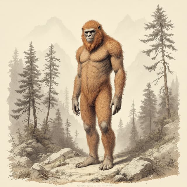 Naturalist plate illustrating Yeren, drawn from witness descriptions